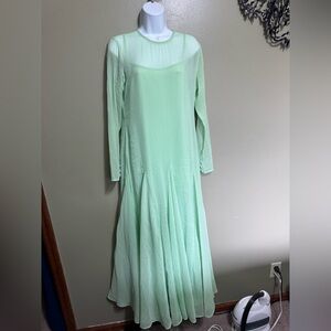 ASOS DESIGN sheer chiffon midaxi tent dress in sage green, Size 10
